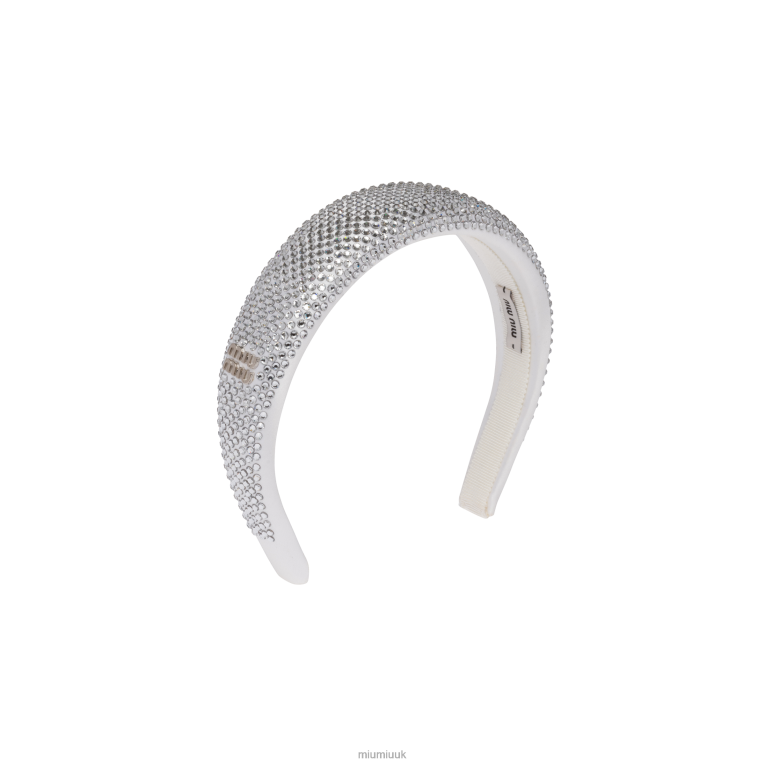 Accessories Satin Headband With Crystals Miu Miu XH28Z1155 White