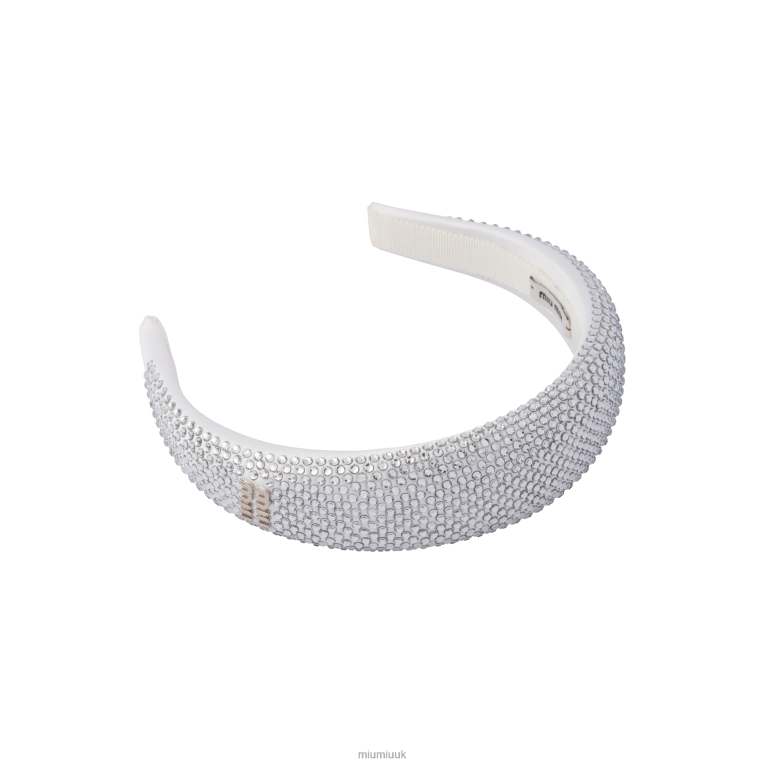 Accessories Satin Headband With Crystals Miu Miu XH28Z1155 White