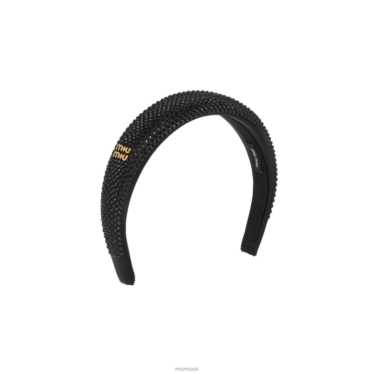 Accessories Satin Headband With Crystals Miu Miu XH28Z1156 Black