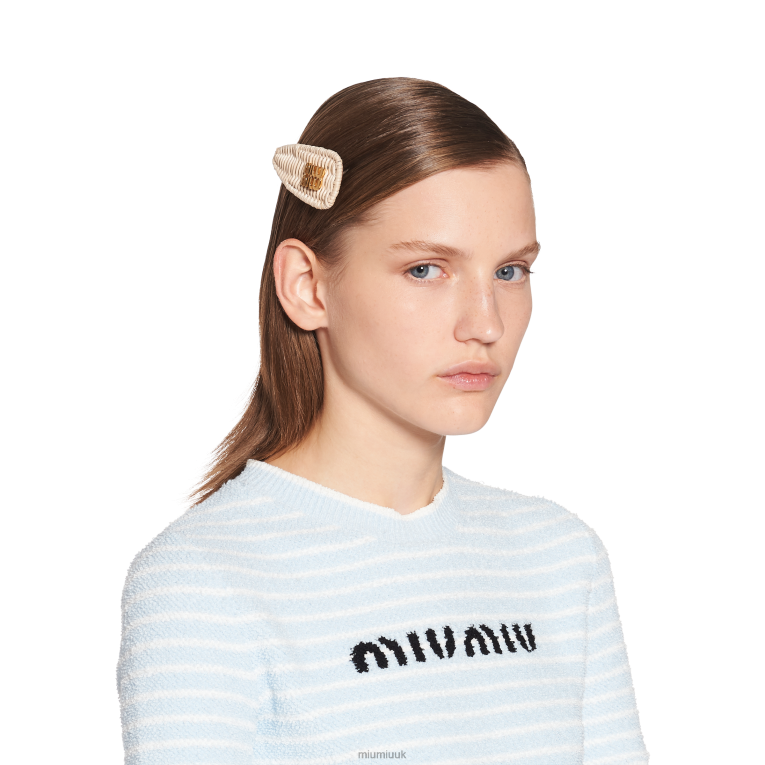 Accessories Wicker Hair Clip Miu Miu XH28Z1118 Natural