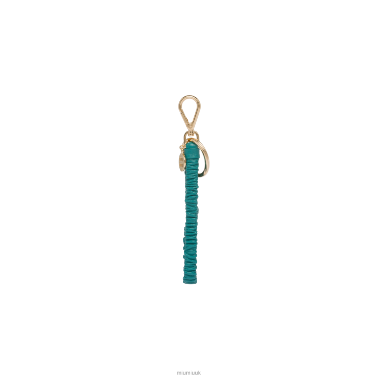 Accessories Nappa Leather Keychain Miu Miu XH28Z1093 Peacock Blue