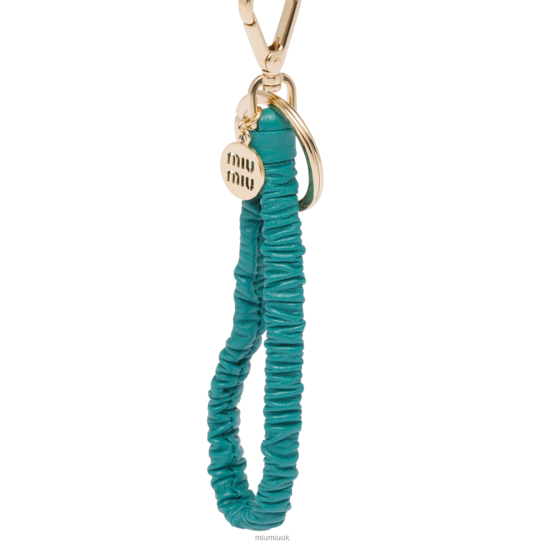 Accessories Nappa Leather Keychain Miu Miu XH28Z1093 Peacock Blue