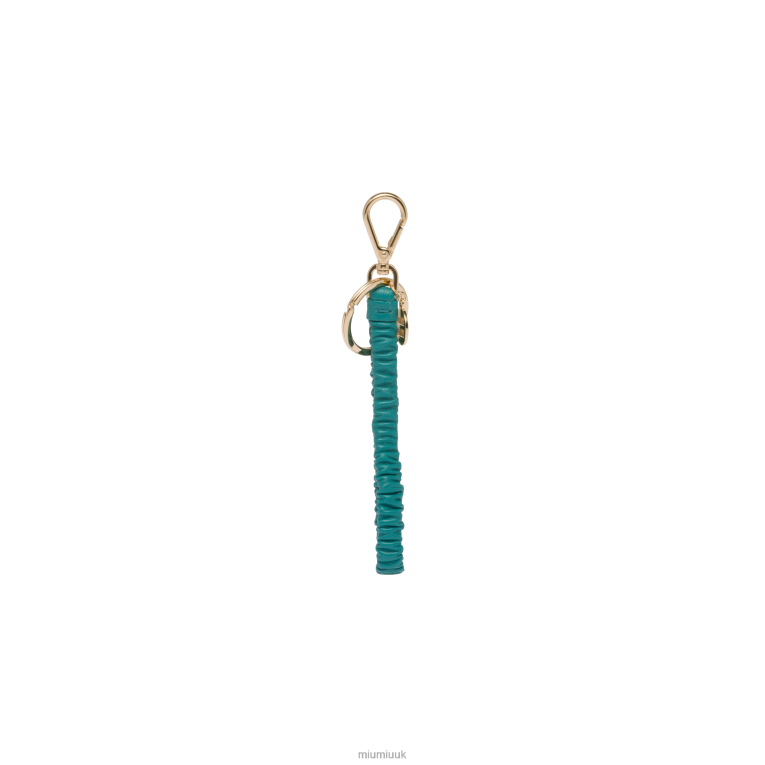 Accessories Nappa Leather Keychain Miu Miu XH28Z1093 Peacock Blue