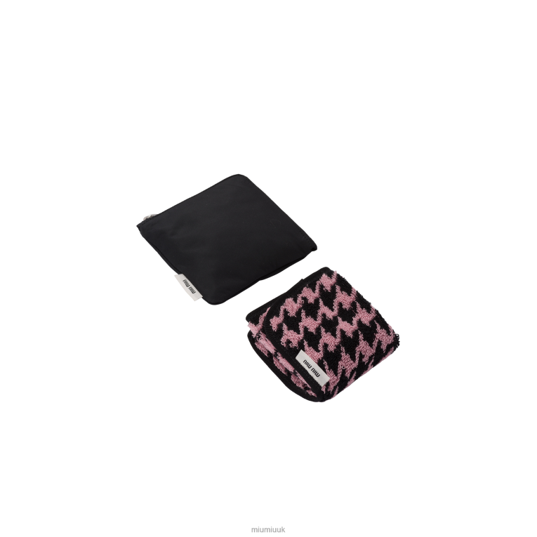 Accessories Faille Beach Towel Pouch Miu Miu XH28Z1113 Black/Pink