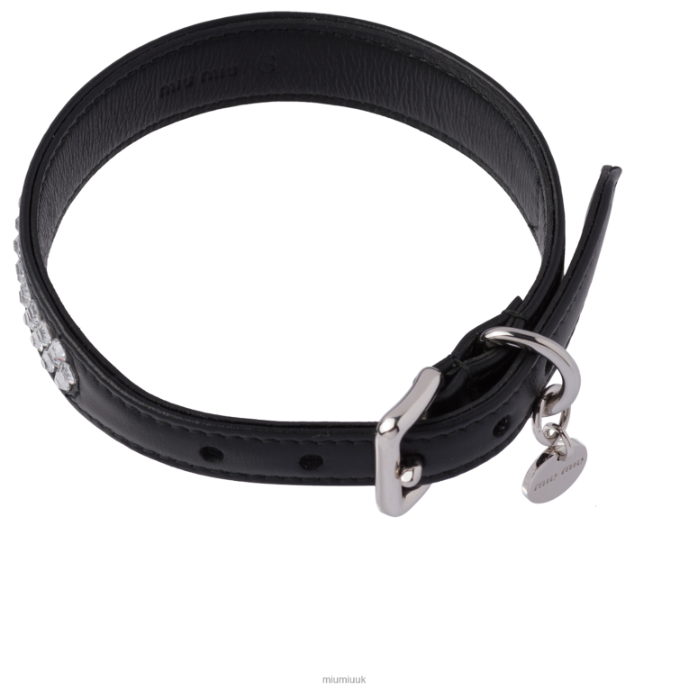 Accessories Leather And Satin Pet Collar Miu Miu XH28Z1106 Black