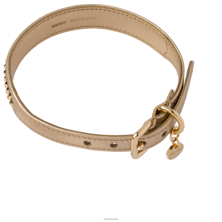 Accessories Leather And Satin Pet Collar Miu Miu XH28Z1109 Platinum