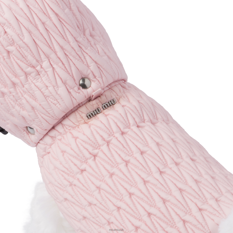 Accessories Matelasse Fabric Dog Harness Miu Miu XH28Z1104 Alabaster Pink