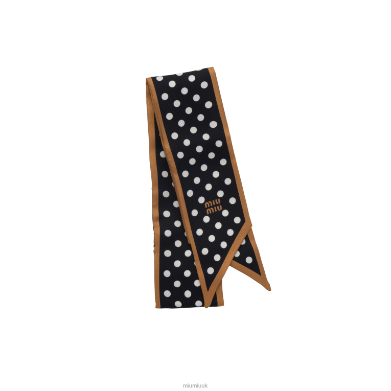 Accessories Printed Twill Scarf Miu Miu XH28Z1233 Black/Caramel