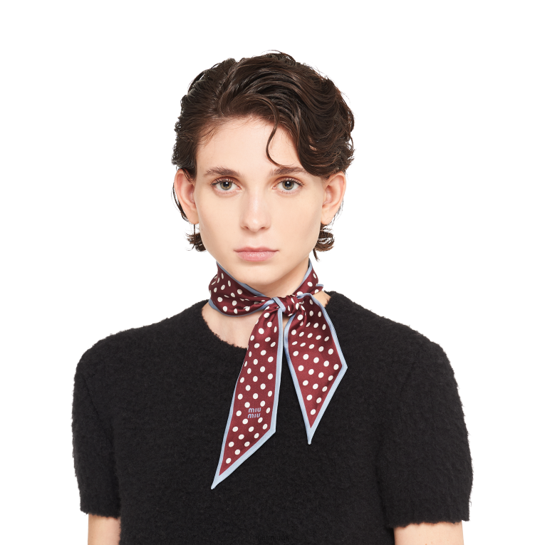 Accessories Printed Twill Scarf Miu Miu XH28Z1234 Amaranth Red/Cornflower