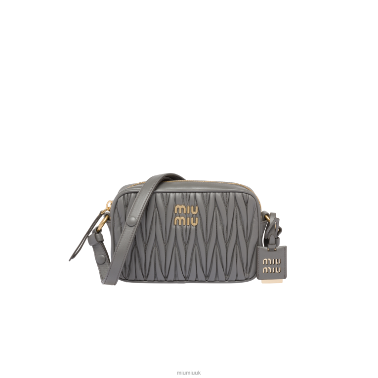 Collection Matelasse Nappa Leather Shoulder Bag Miu Miu XH28Z72 Marble Gray