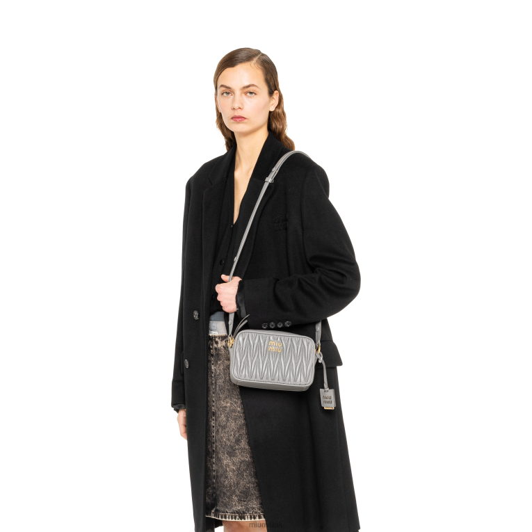 Collection Matelasse Nappa Leather Shoulder Bag Miu Miu XH28Z72 Marble Gray