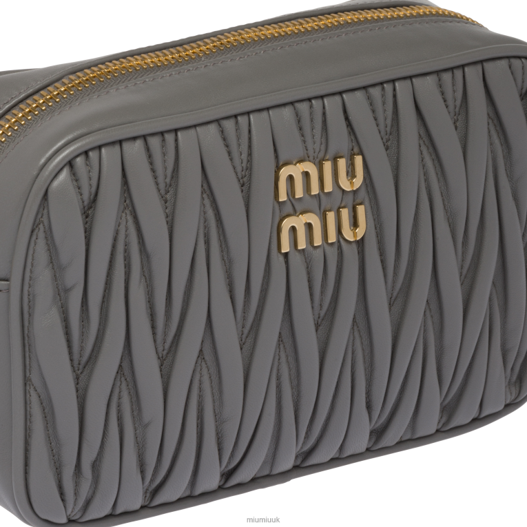 Collection Matelasse Nappa Leather Shoulder Bag Miu Miu XH28Z72 Marble Gray