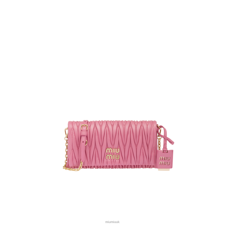Collection Matelasse Nappa Leather Shoulder Bag Miu Miu XH28Z75 Begonia Pink