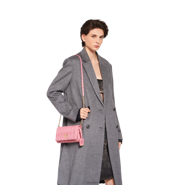 Collection Matelasse Nappa Leather Shoulder Bag Miu Miu XH28Z75 Begonia Pink
