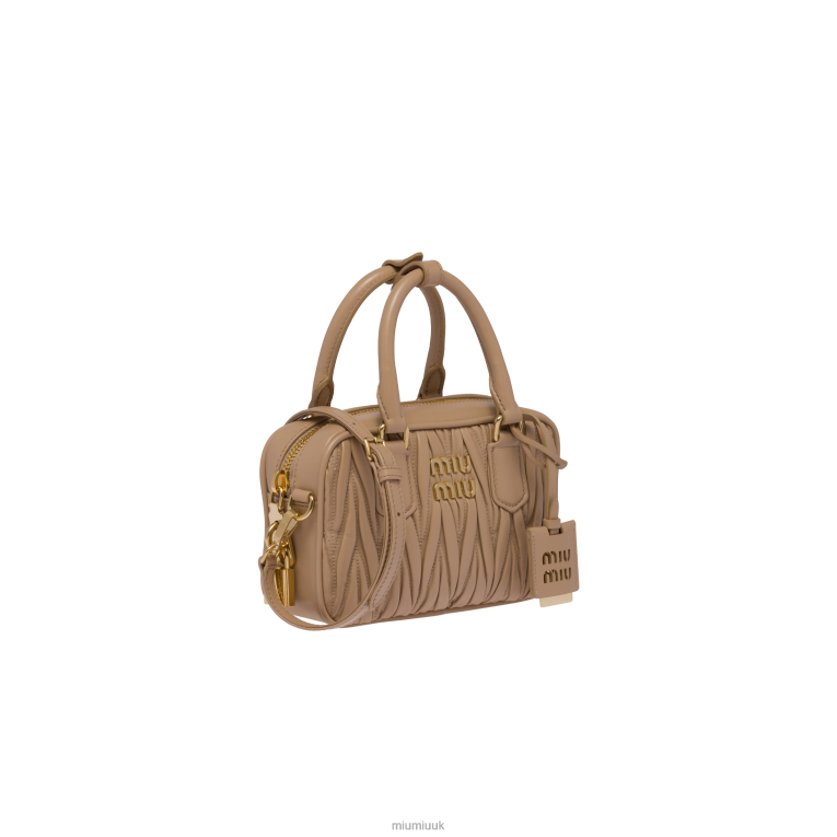 Collection Matelasse Nappa Leather Top-handle Bag Miu Miu XH28Z40 Sand Beige