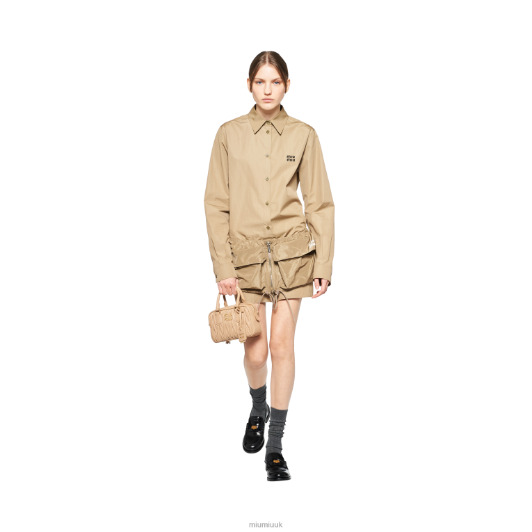 Collection Matelasse Nappa Leather Top-handle Bag Miu Miu XH28Z40 Sand Beige