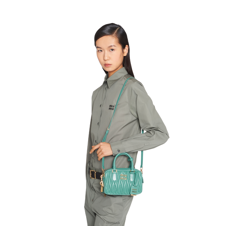 Collection Matelasse Nappa Leather Top-handle Bag Miu Miu XH28Z44 Sage Green