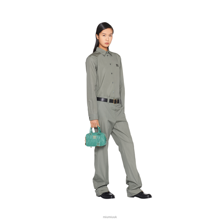 Collection Matelasse Nappa Leather Top-handle Bag Miu Miu XH28Z44 Sage Green