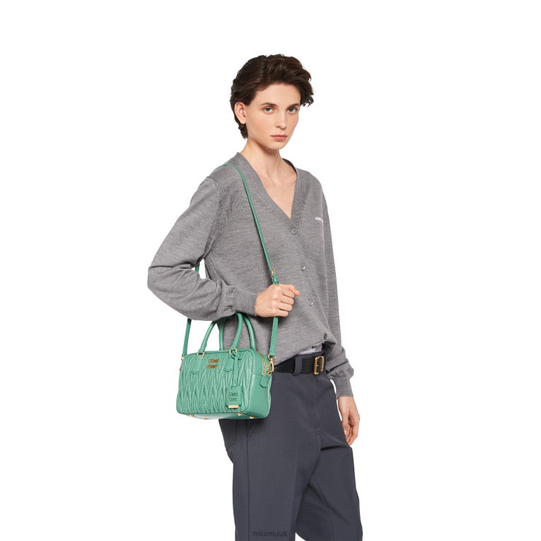 Collection Matelasse Nappa Leather Top-handle Bag Miu Miu XH28Z68 Sage Green