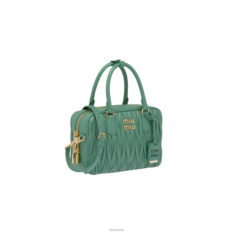 Collection Matelasse Nappa Leather Top-handle Bag Miu Miu XH28Z68 Sage Green