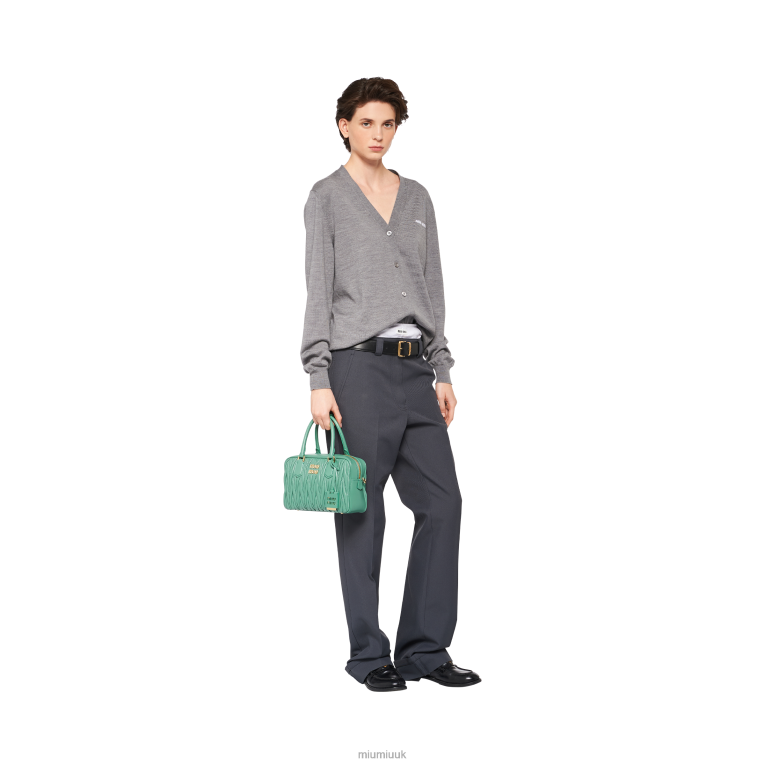 Collection Matelasse Nappa Leather Top-handle Bag Miu Miu XH28Z68 Sage Green