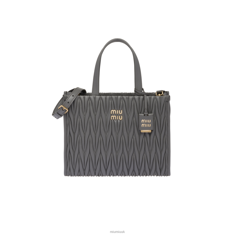 Collection Matelasse Nappa Leather Tote Miu Miu XH28Z55 Marble Gray