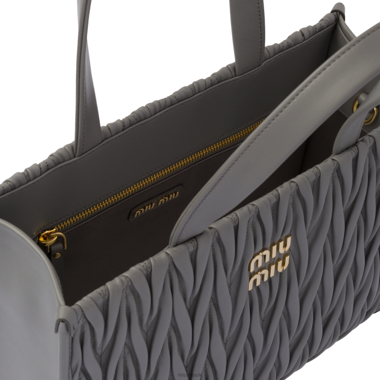 Collection Matelasse Nappa Leather Tote Miu Miu XH28Z55 Marble Gray