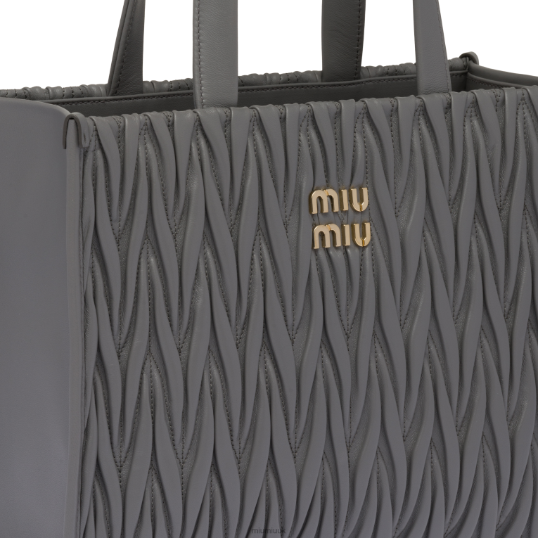 Collection Matelasse Nappa Leather Tote Miu Miu XH28Z55 Marble Gray