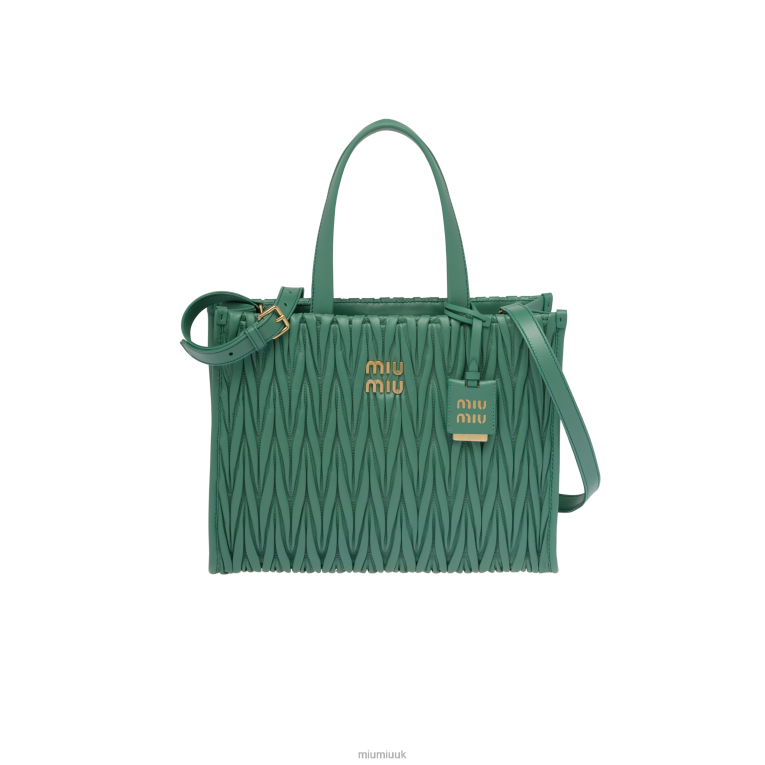 Collection Matelasse Nappa Leather Tote Miu Miu XH28Z56 Sage Green