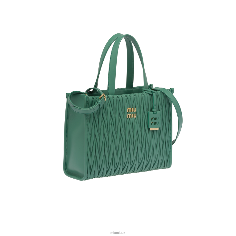 Collection Matelasse Nappa Leather Tote Miu Miu XH28Z56 Sage Green