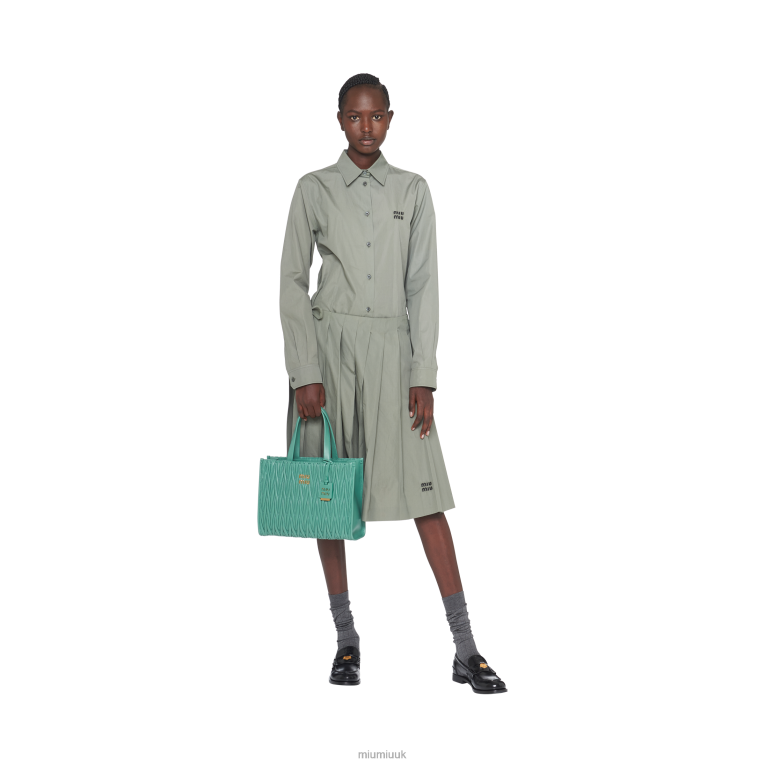 Collection Matelasse Nappa Leather Tote Miu Miu XH28Z56 Sage Green