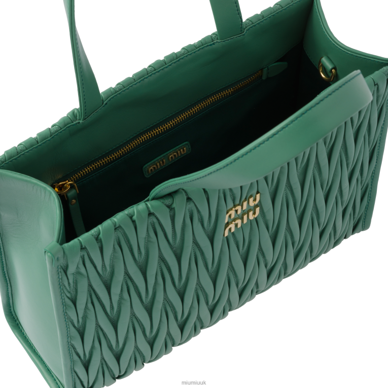 Collection Matelasse Nappa Leather Tote Miu Miu XH28Z56 Sage Green