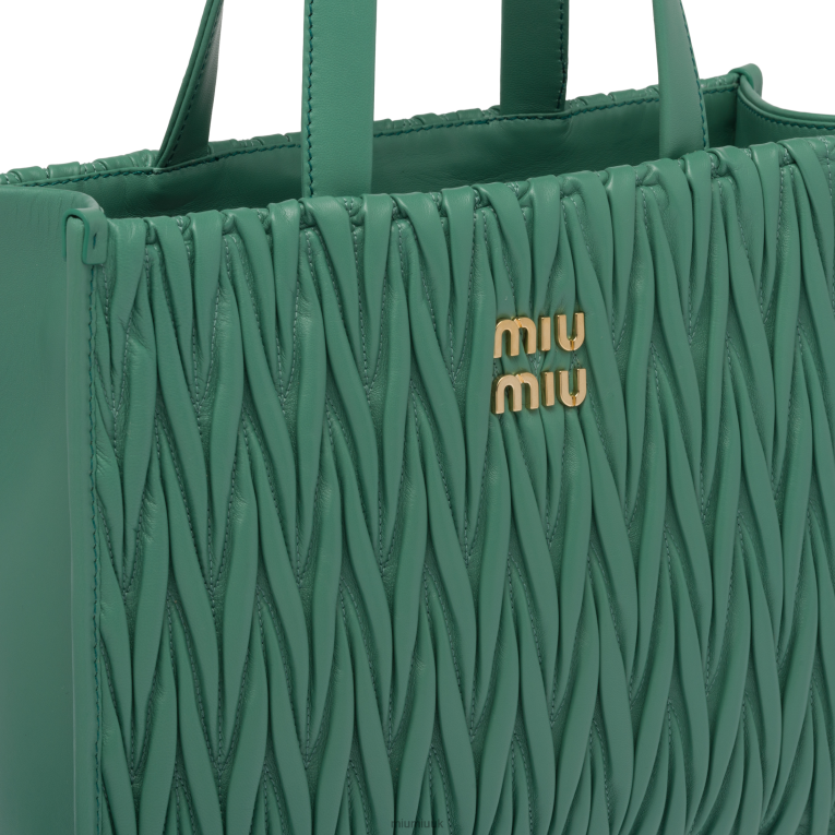 Collection Matelasse Nappa Leather Tote Miu Miu XH28Z56 Sage Green