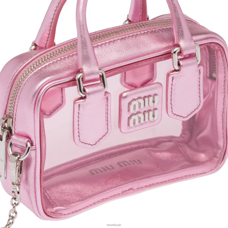 Collection Plexiglas And Nappa Leather Top-handle Mini-bag Miu Miu XH28Z176 Pink Mordore'