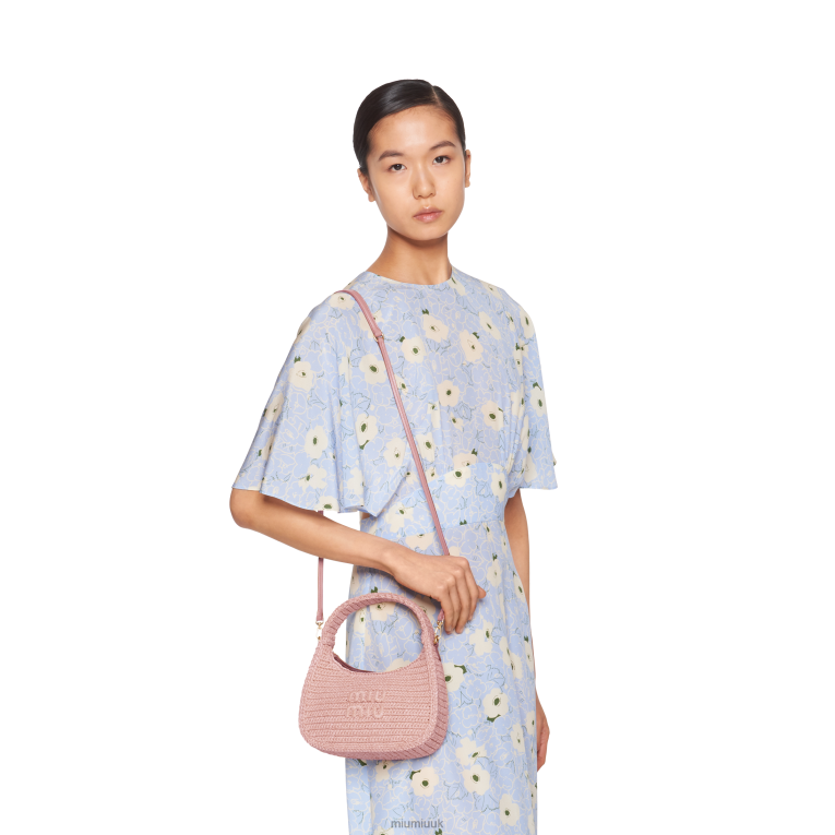 Collection Crochet Hobo Bag Miu Miu XH28Z17 Alabaster Pink