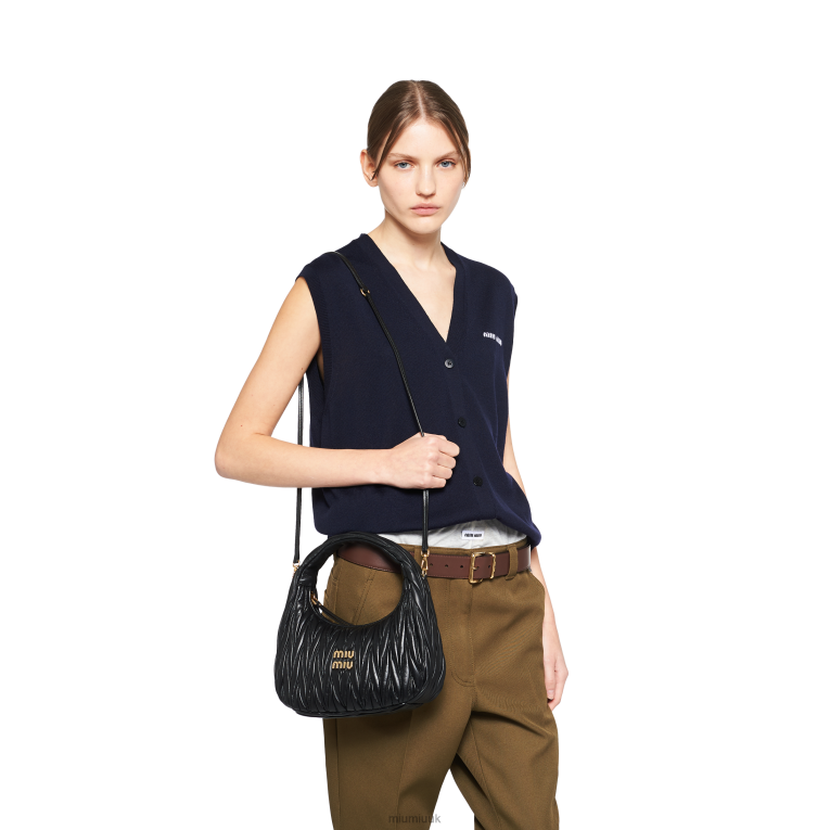 Collection Wander Matelasse Nappa Leather Hobo Bag Miu Miu XH28Z24 Black