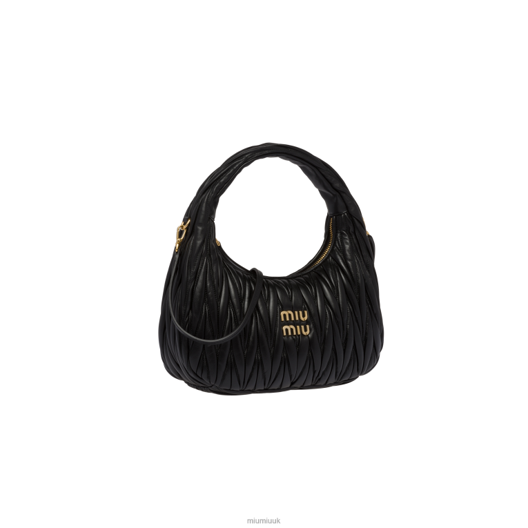 Collection Wander Matelasse Nappa Leather Hobo Bag Miu Miu XH28Z24 Black