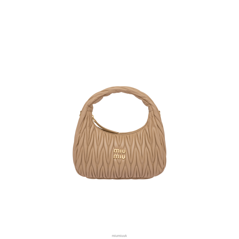 Collection Wander Matelasse Nappa Leather Hobo Bag Miu Miu XH28Z25 Sand Beige