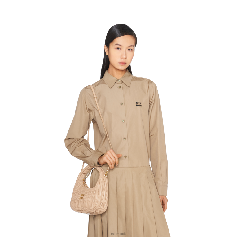 Collection Wander Matelasse Nappa Leather Hobo Bag Miu Miu XH28Z25 Sand Beige