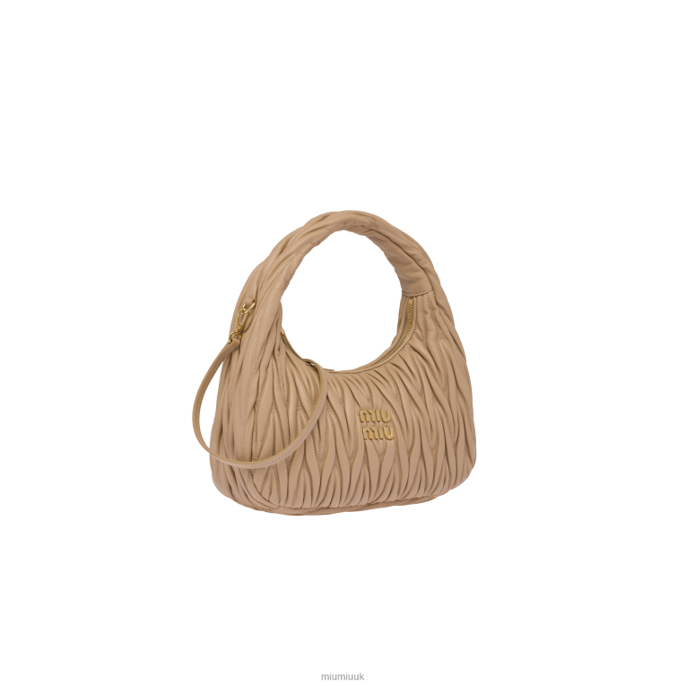 Collection Wander Matelasse Nappa Leather Hobo Bag Miu Miu XH28Z25 Sand Beige
