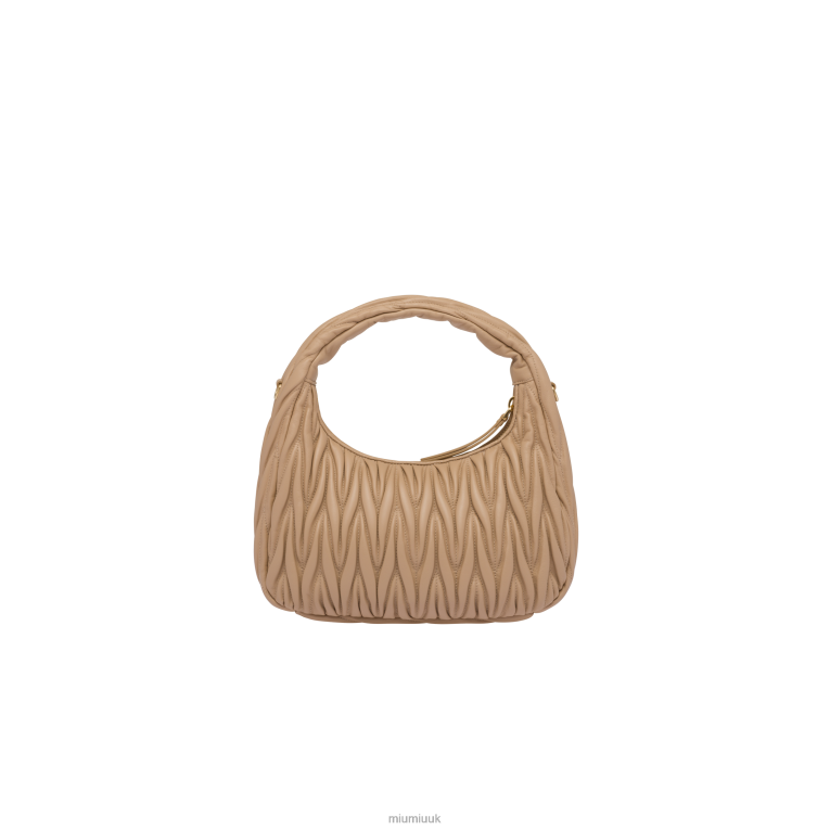 Collection Wander Matelasse Nappa Leather Hobo Bag Miu Miu XH28Z25 Sand Beige
