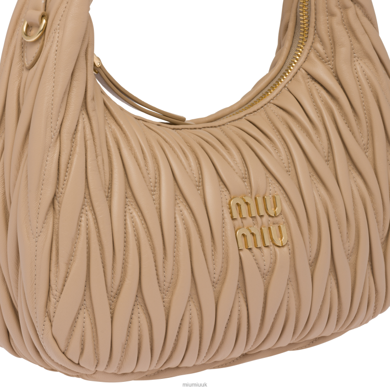 Collection Wander Matelasse Nappa Leather Hobo Bag Miu Miu XH28Z25 Sand Beige