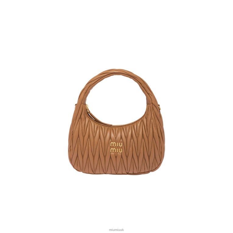 Collection Wander Matelasse Nappa Leather Hobo Bag Miu Miu XH28Z26 Caramel