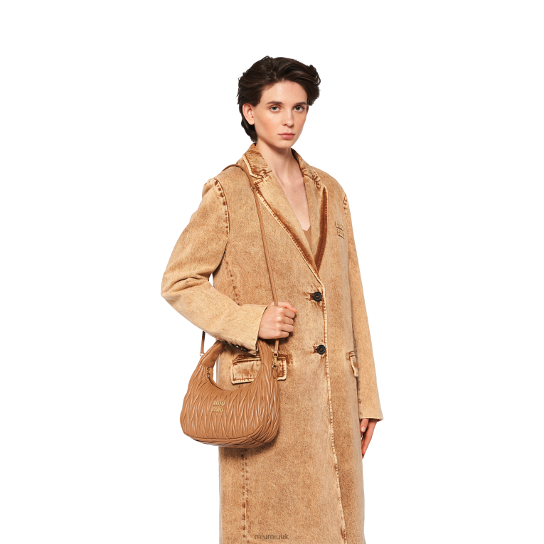 Collection Wander Matelasse Nappa Leather Hobo Bag Miu Miu XH28Z26 Caramel