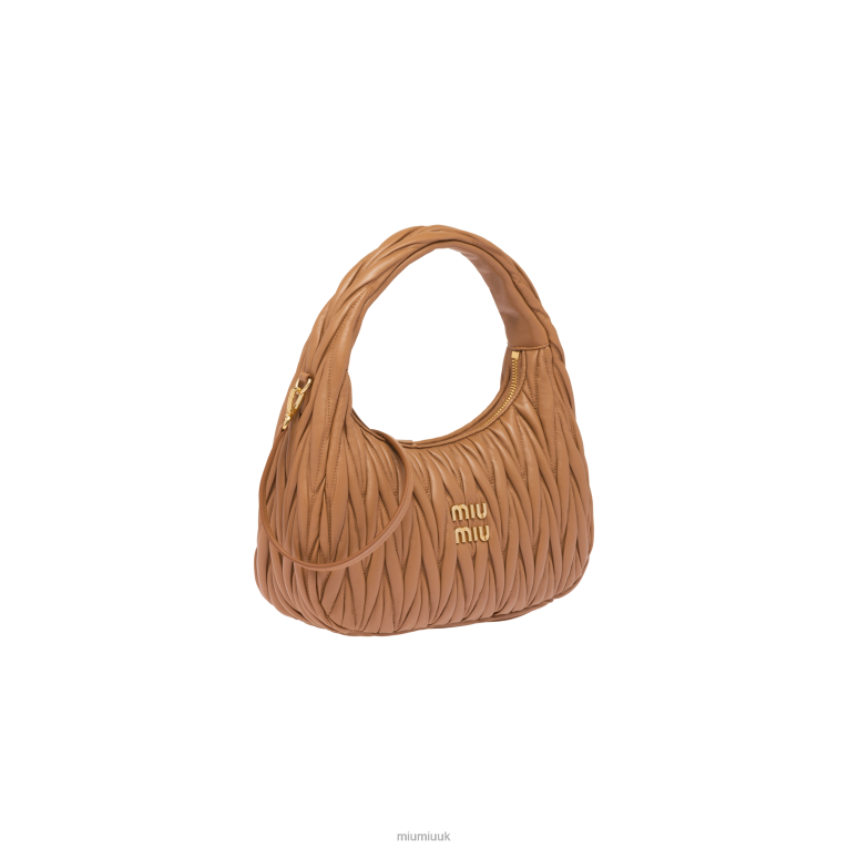 Collection Wander Matelasse Nappa Leather Hobo Bag Miu Miu XH28Z26 Caramel