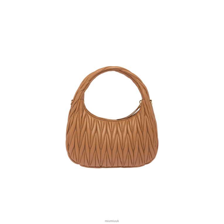 Collection Wander Matelasse Nappa Leather Hobo Bag Miu Miu XH28Z26 Caramel
