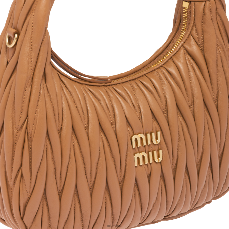 Collection Wander Matelasse Nappa Leather Hobo Bag Miu Miu XH28Z26 Caramel