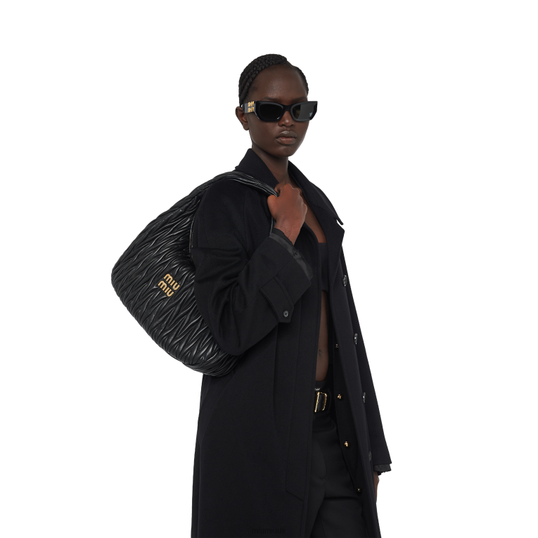 Collection Wander Matelasse Nappa Leather Hobo Bag Miu Miu XH28Z28 Black