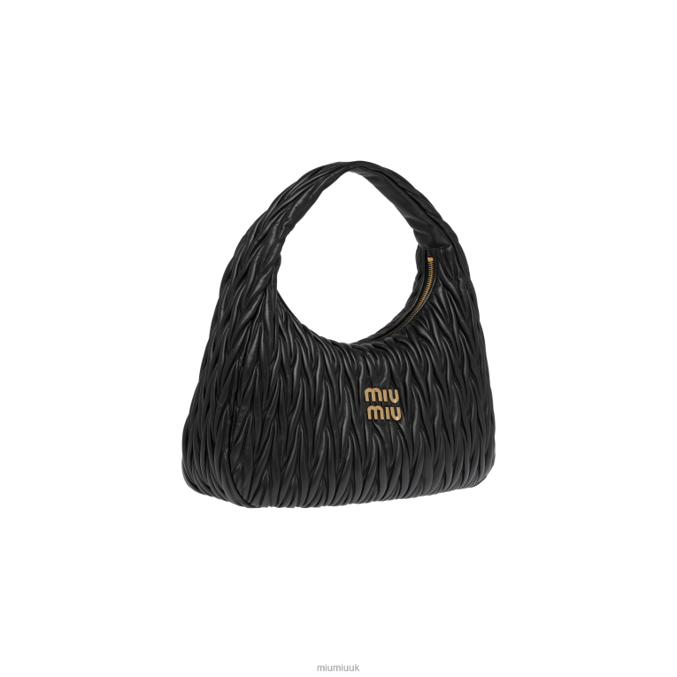 Collection Wander Matelasse Nappa Leather Hobo Bag Miu Miu XH28Z28 Black