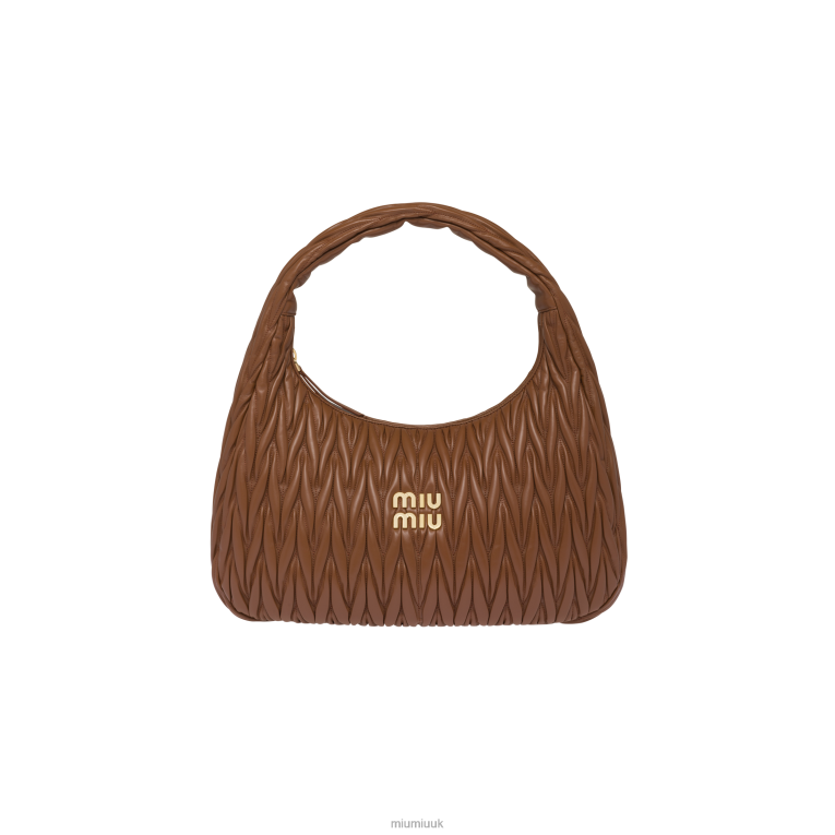 Collection Wander Matelasse Nappa Leather Hobo Bag Miu Miu XH28Z29 Cognac